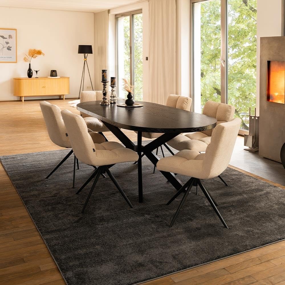 Home Deluxe Esstisch Oval Ausziehbar AVENTI inkl. Sternfuß - 160 x 100 cm Dark Oak | Küchentisch, Esszimmer, Esszimmertisch