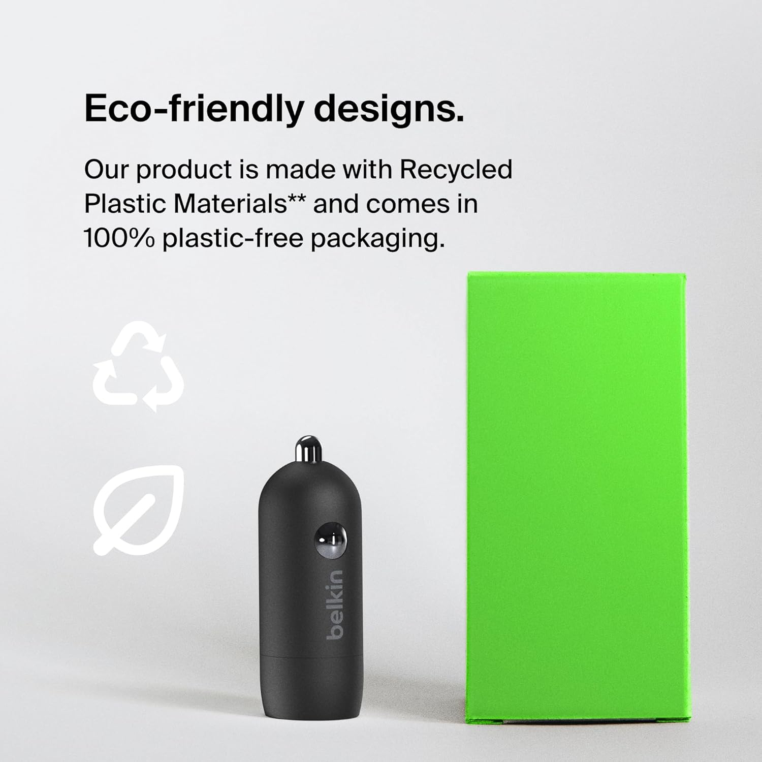 (30W) USB C Auto KFZ Ladegerät BoostCharge aus recyceltem Kunststoff inkl. USB C Ladekabel (CCA004bt1MBK-B6) - Schwarz