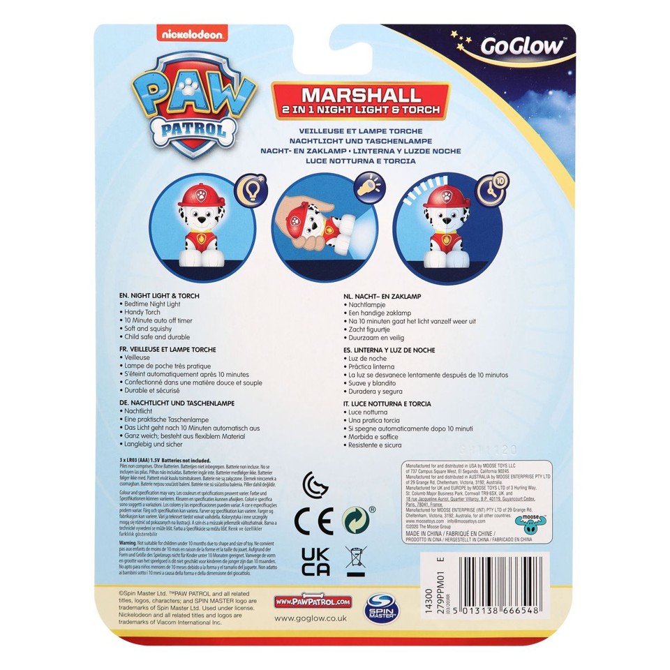 Paw Patrol, Marshall GoGlow Buddy Natlampe og lygte