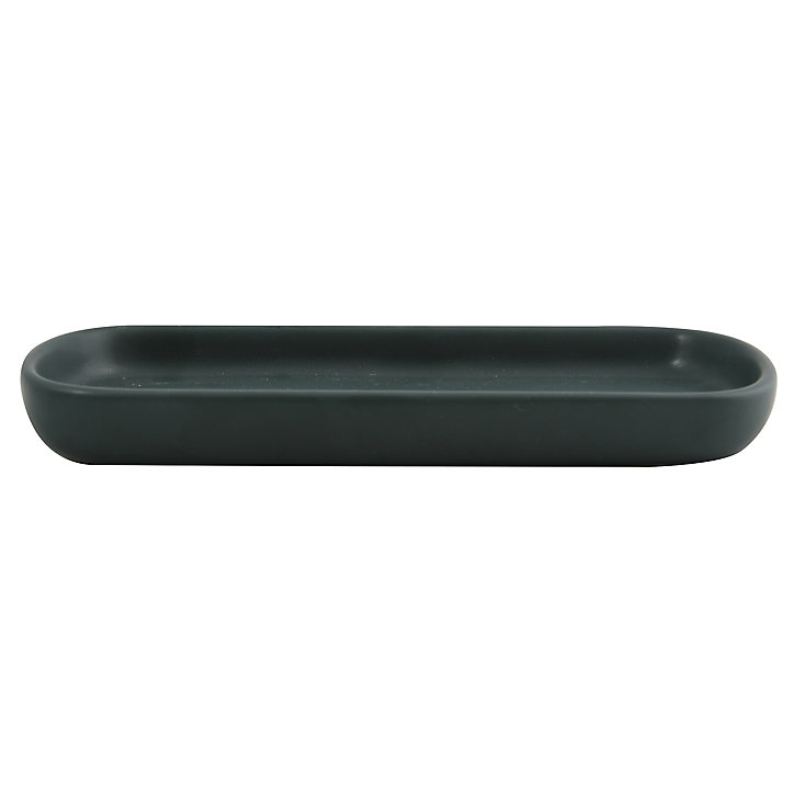 Plateau MSV Spirella Maonie en céramique coloris vert foncé mat L.25,7x l.11,5 x H.2,8 cm