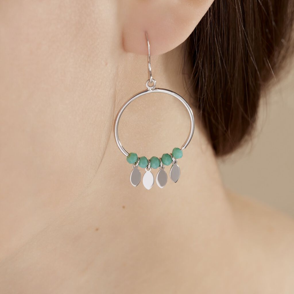 Boucles D'oreilles Pendantes Polyna Argent Blanc Pierre De Synthese