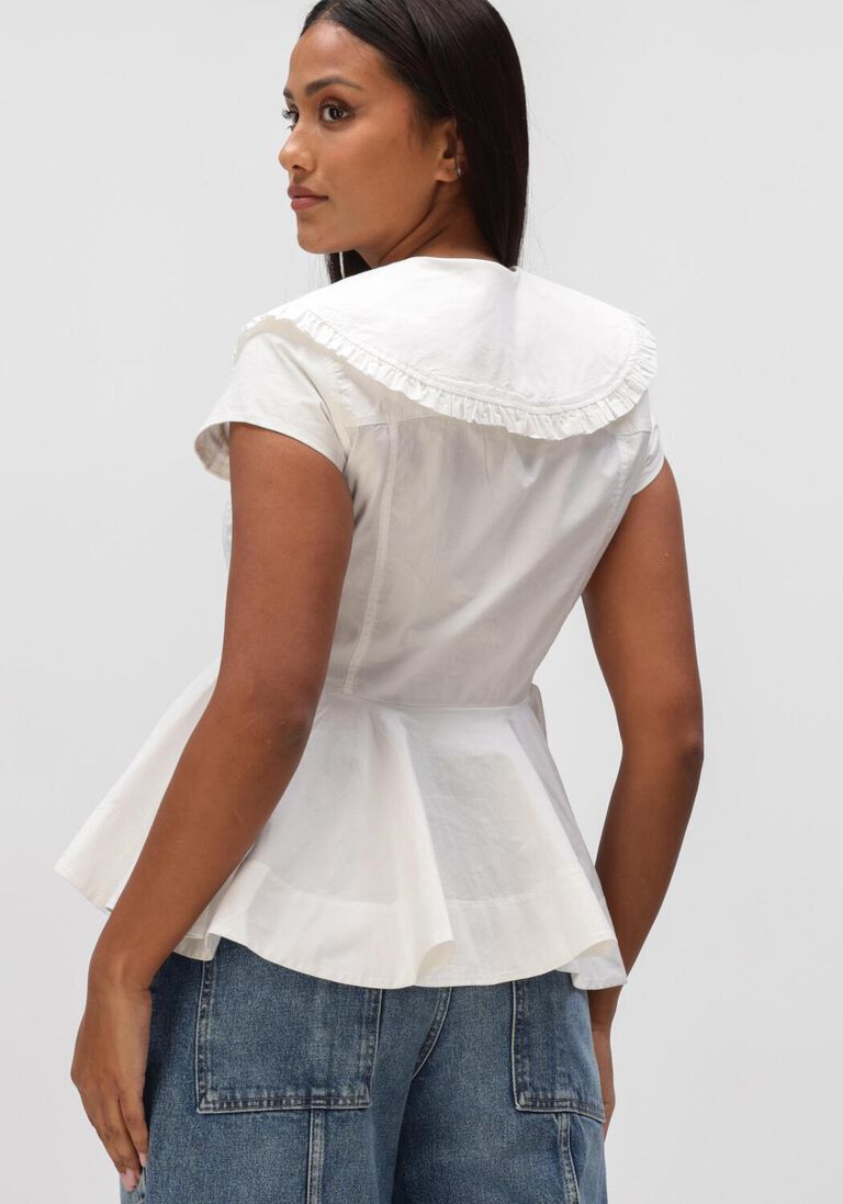 witte ganni tops & t-shirts peter pan collar shirt