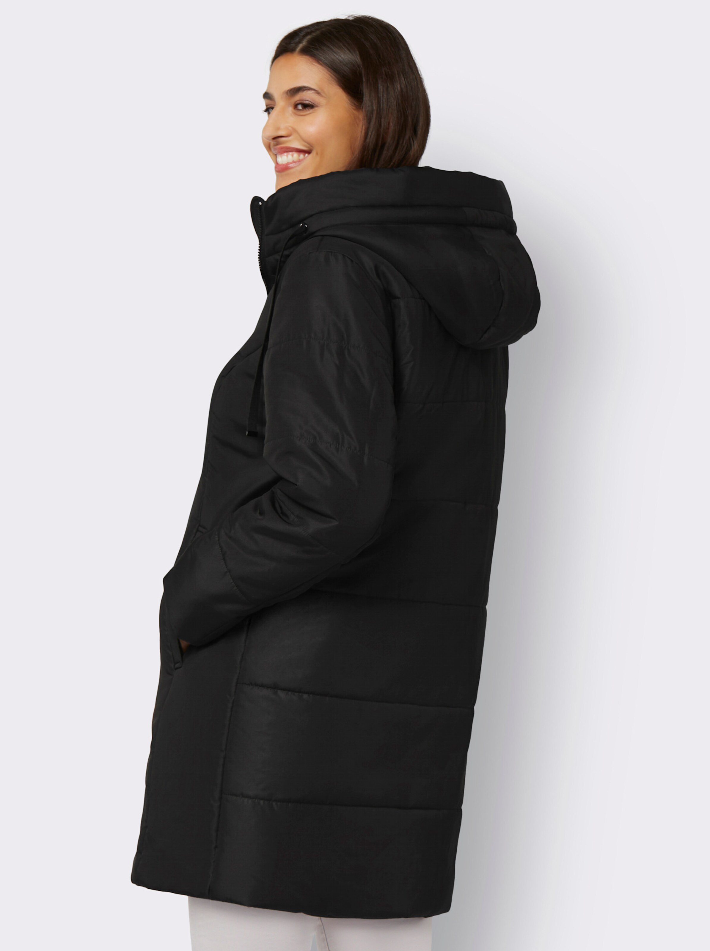 Stark wärmende Longjacke mit Steppmuster