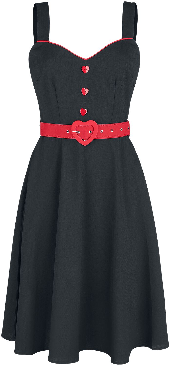 Robe Évasée Boutonnée Queen Heart | Voodoo Vixen Robe mi-longue