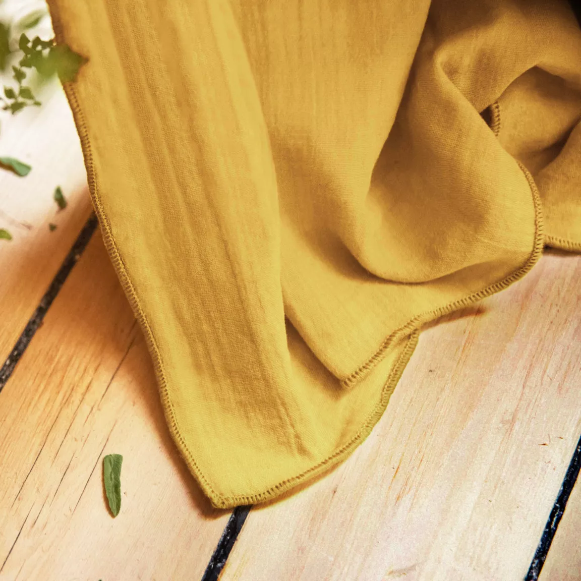 Rideau gaze de coton galon fronceur (140 x 240 cm) Gaïa Jaune safran