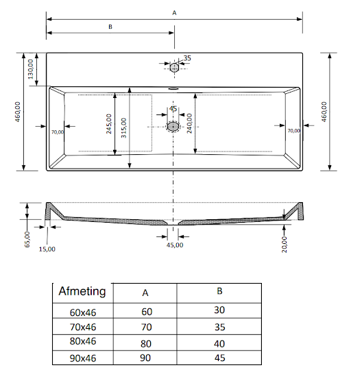 Fontana Kolo wastafelmeubel mat wit 60cm zwarte wastafel 0 kraangaten met ronde spiegel