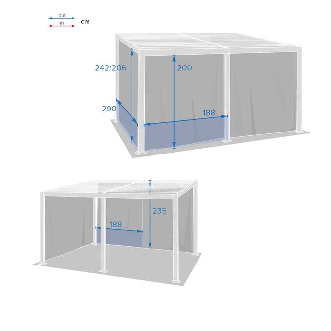 Rideaux pour pergola bioclimatique AVILA Ardoise