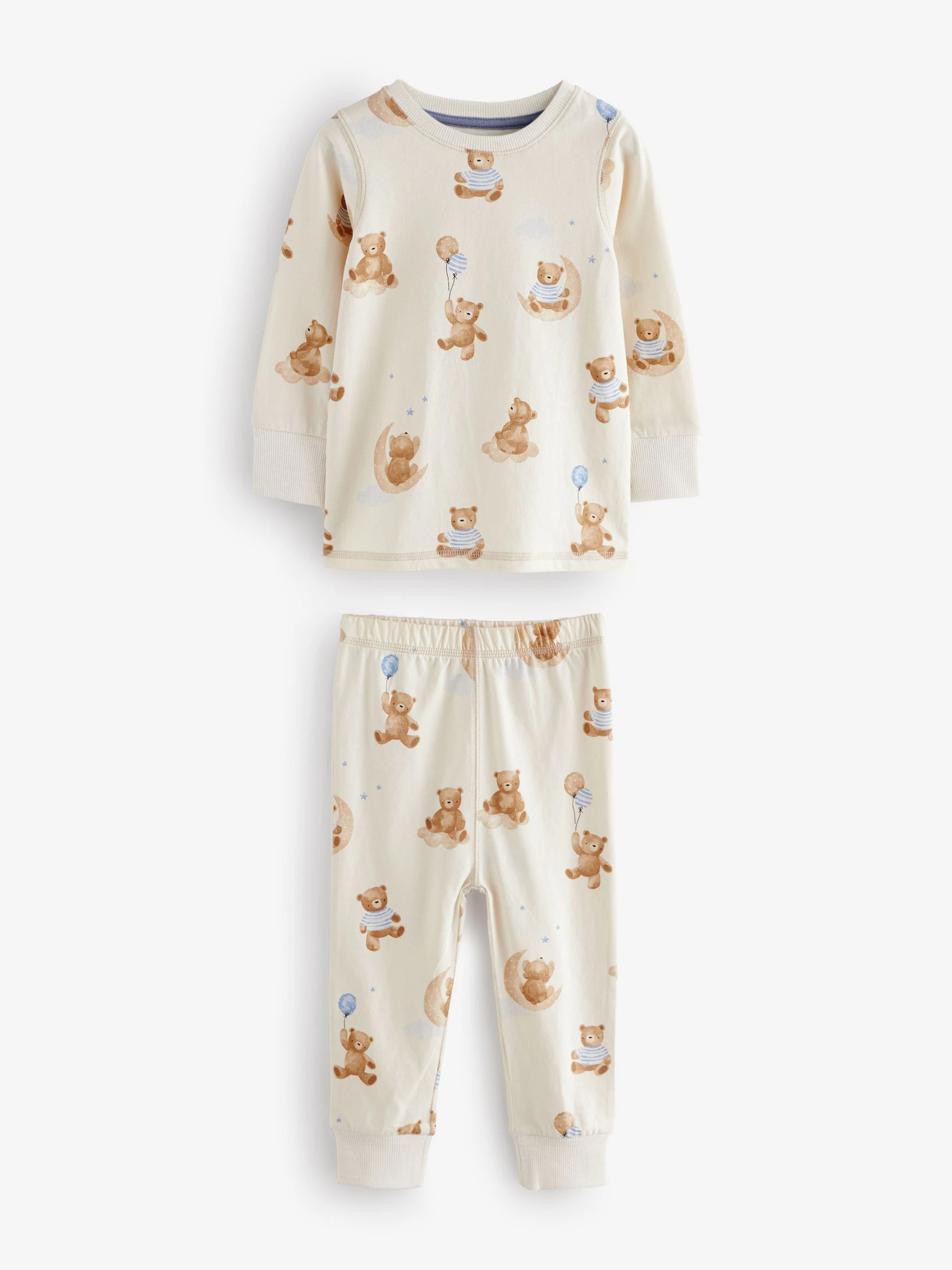 Blauw/Ecru Baby beer - Verpakking van 3 knusse pyjama's (9mnd-6jr)