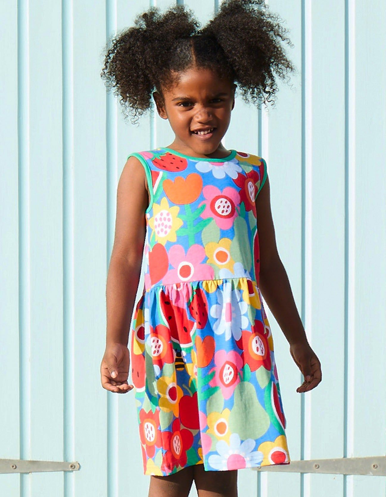 Toby Tiger Sommerkleid, kurzärmlig mit Obstblumenprint