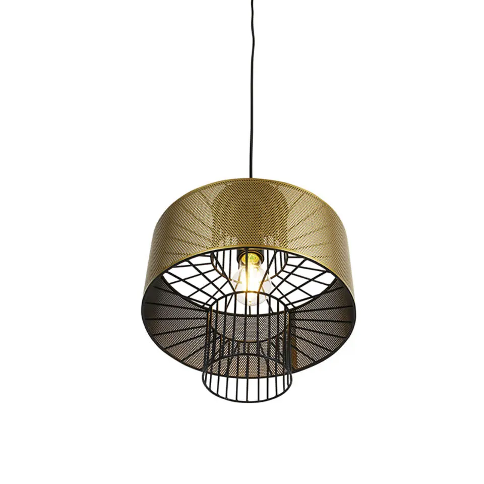 Qazqa hanglampen tess goudkleurig e27