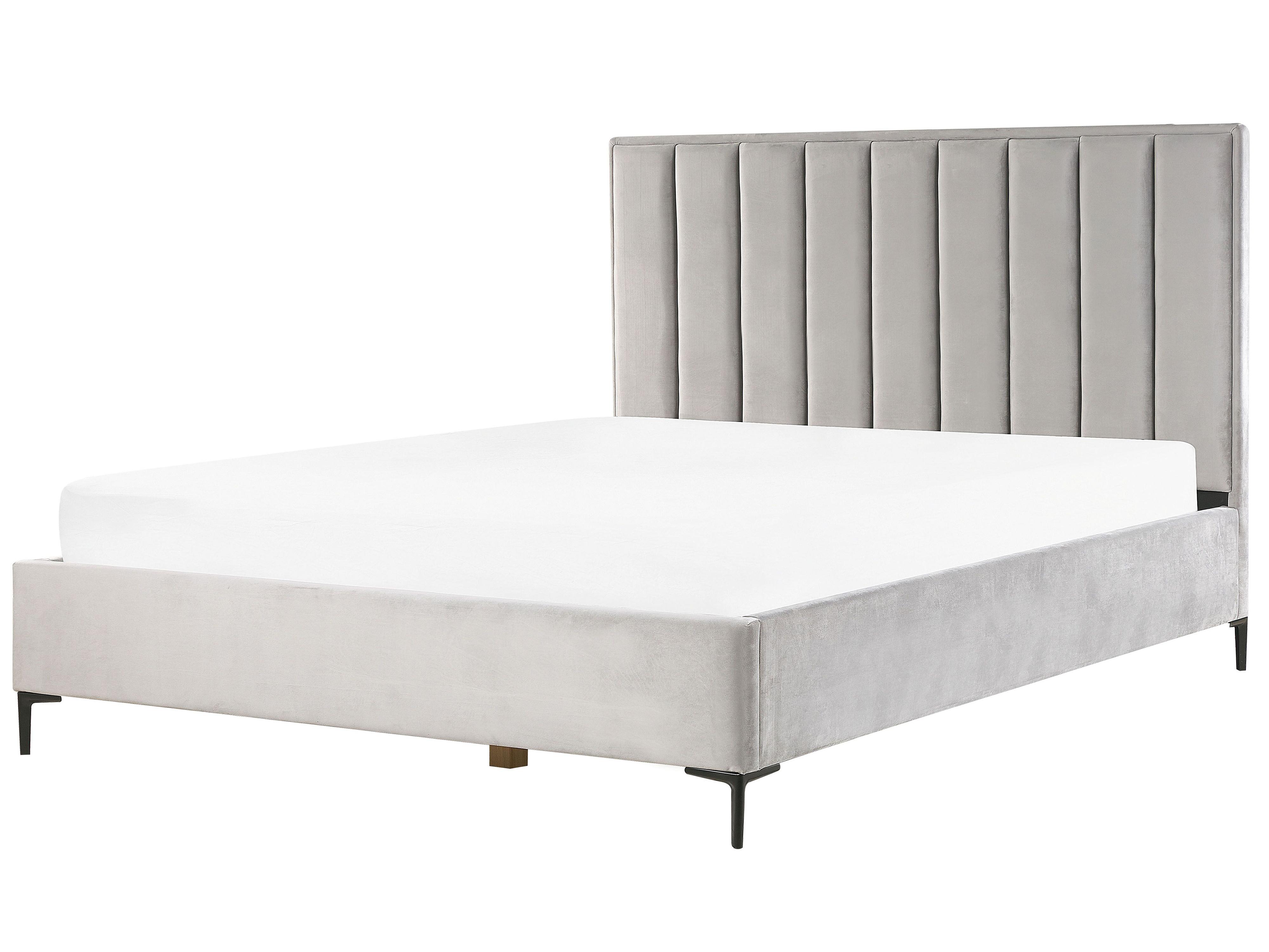 Bed met opbergruimte Fluweel SEZANNE 180 x 200 cm Lichtgrijs