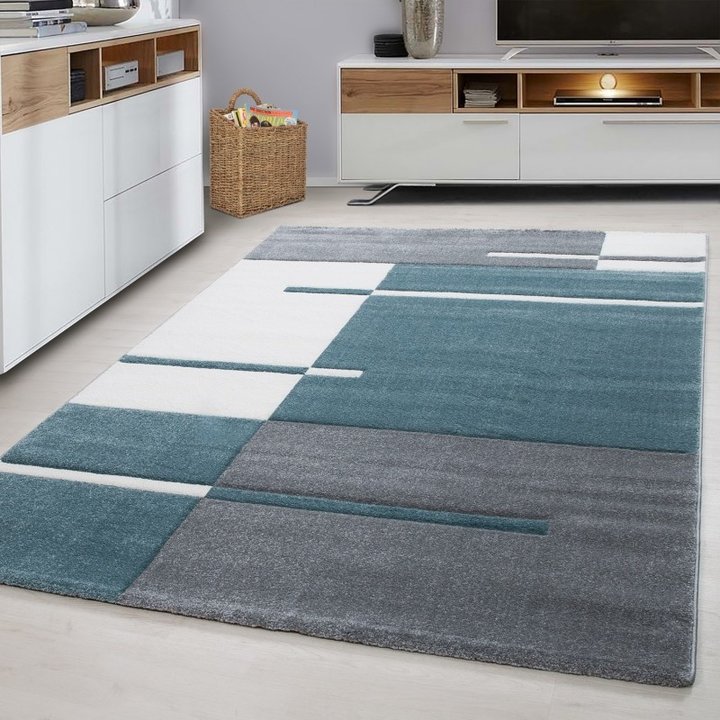 Modern vloerkleed - Tetris Blauw 1310 | Sfeervol interieur