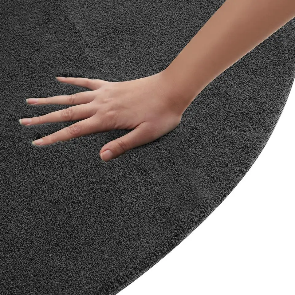 tectake® Kortpolig vloerkleed Soft Zone Ø 120 cm - Antraciet