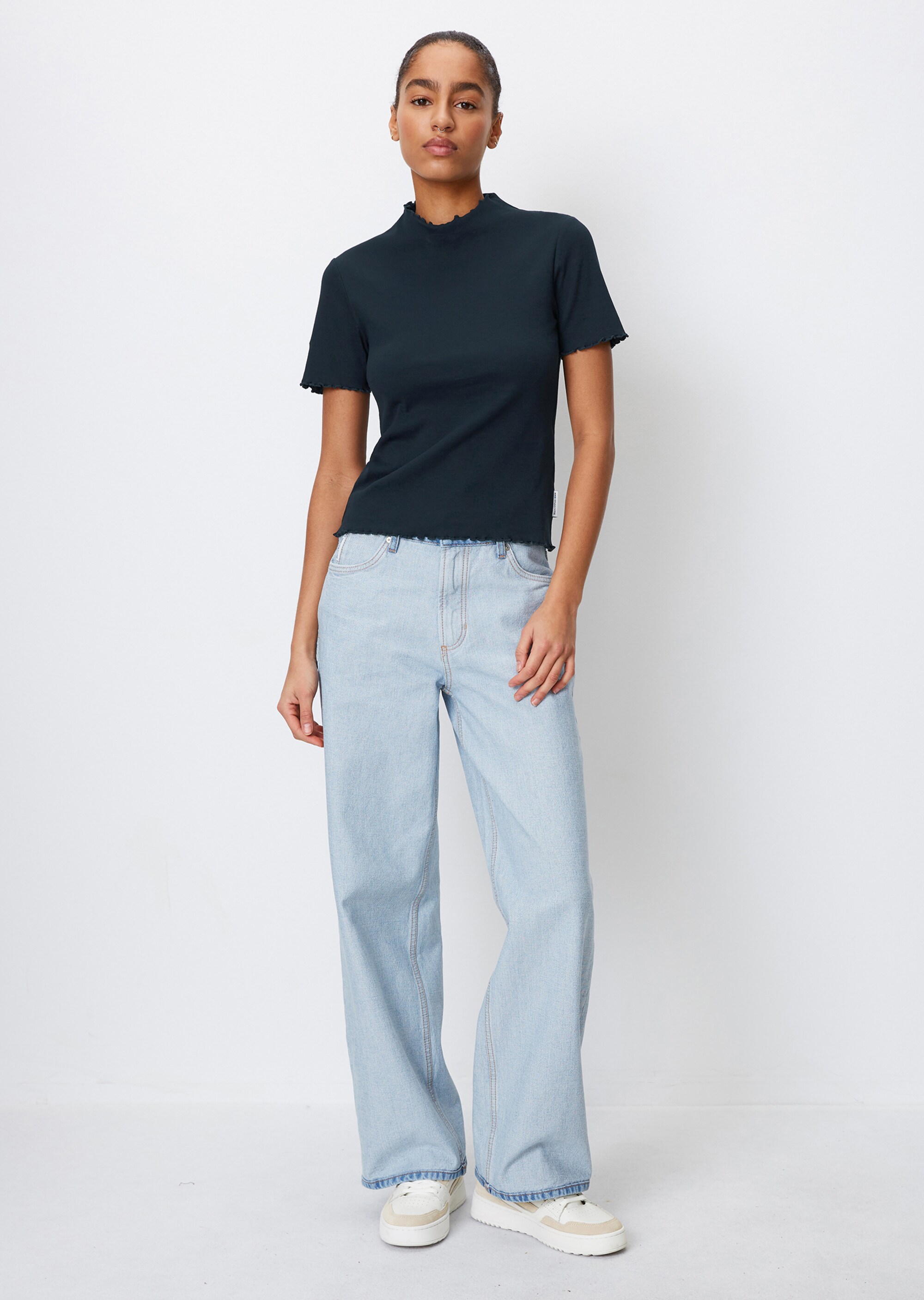 Ripp-T-Shirt slim aus Organic-Cotton-Stretch