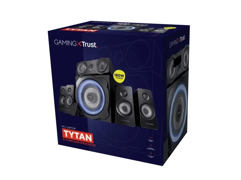 Trust GXT 658 TYTAN - Højttalersystem - 5.1-kanal - 90 Watt (Total) - sort