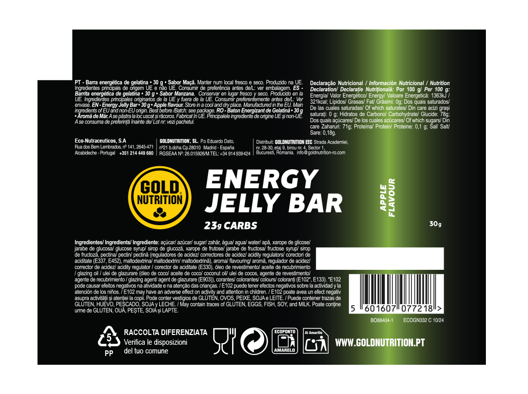 BARRA JELLY BAR GOLDNUTRITION MAÇÃ 30 G