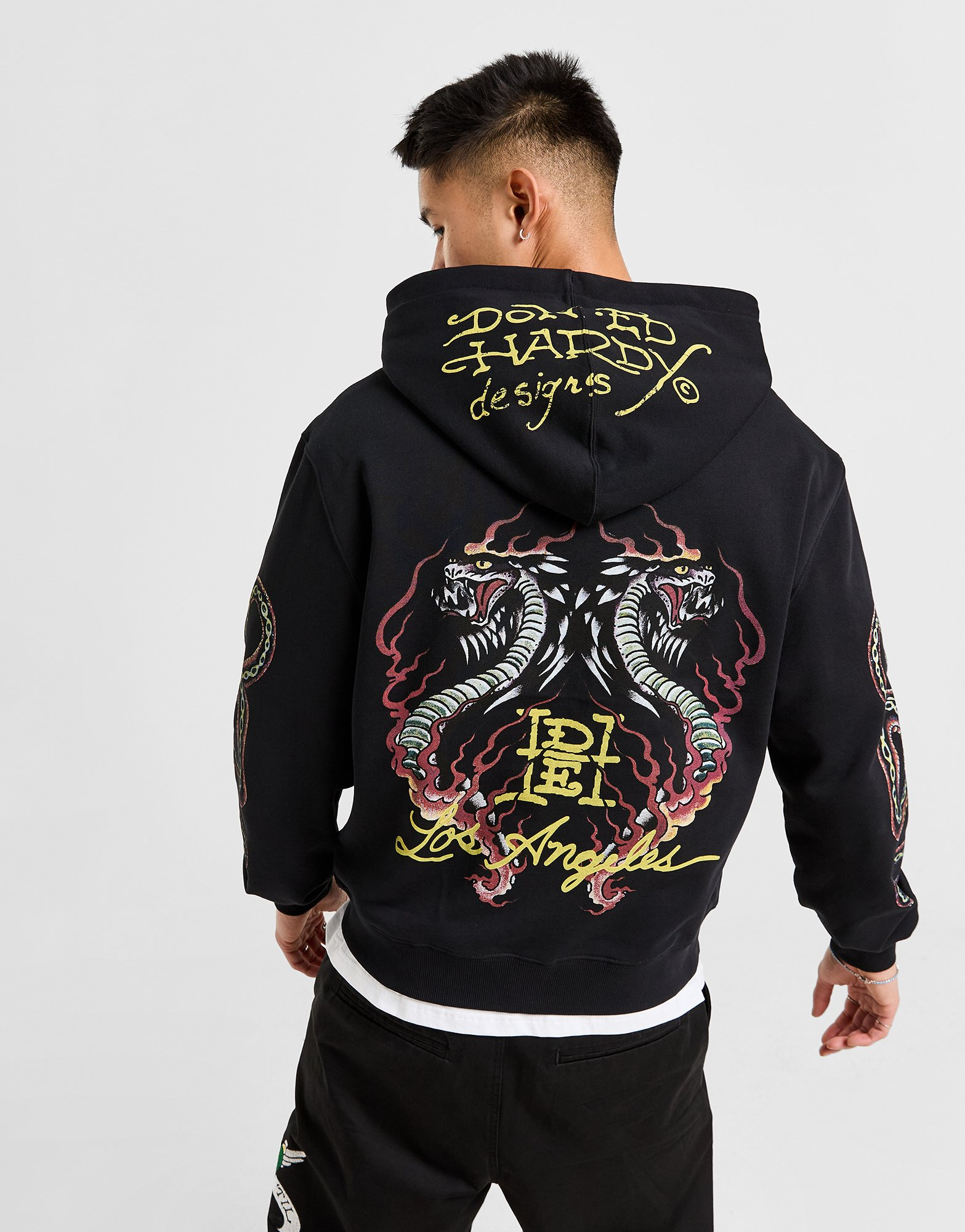 Ed Hardy Sweat à Capuche Zippé Graphique Homme
