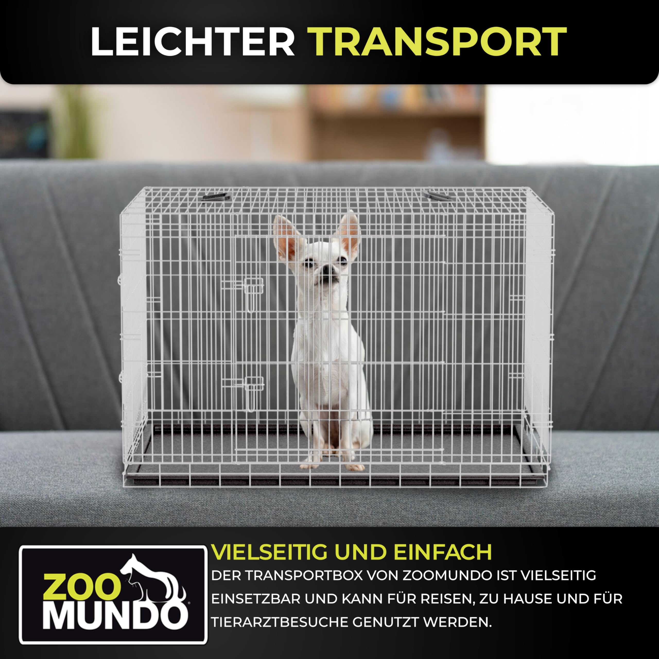 zoomundo Faltbarer Tierkäfig / Transportbox - Größe XXL - BLACK EDITION