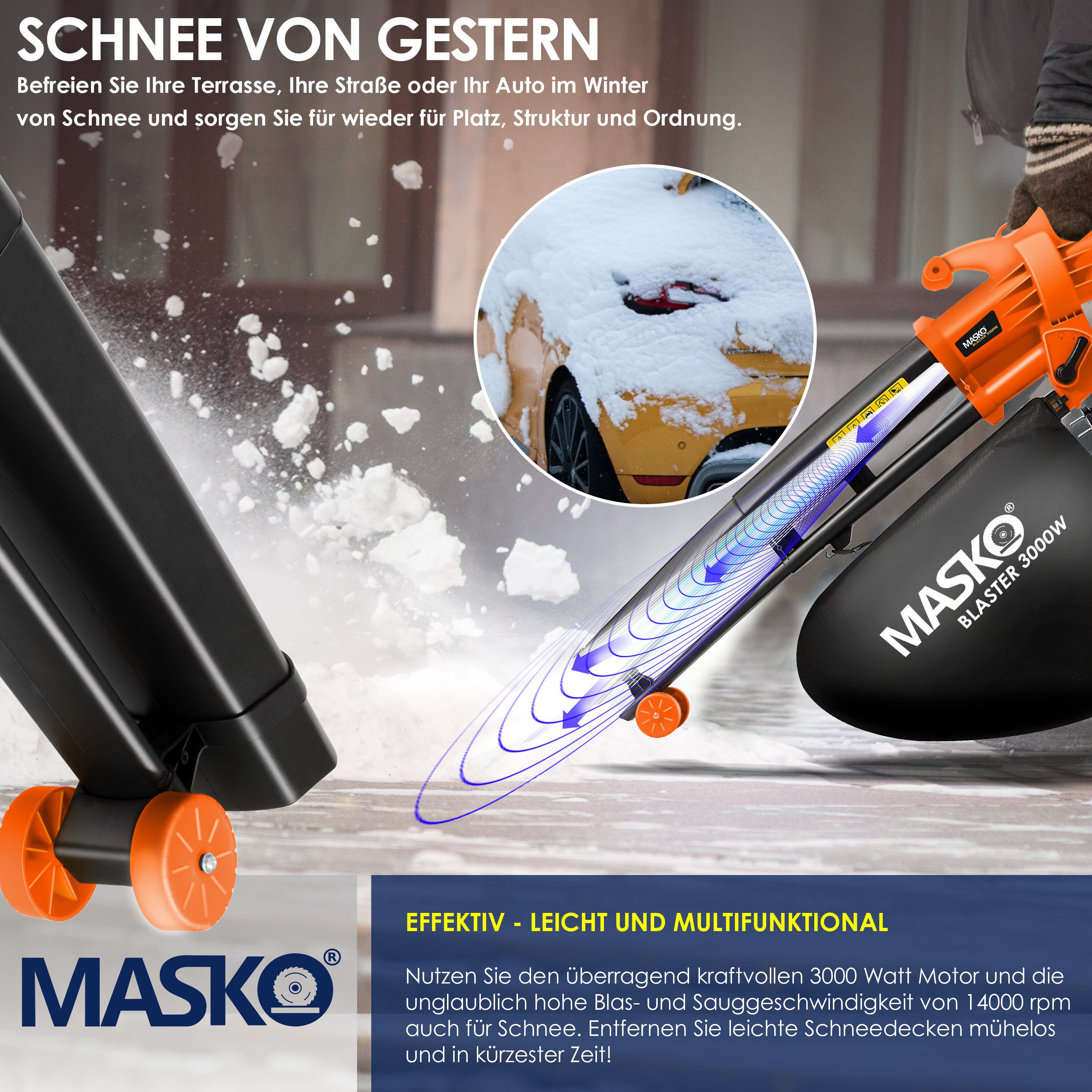 MASKO® Elektro Laubsauger 3in1 Elektrischer 3000W 45L Laubbläser Laubhäcksler