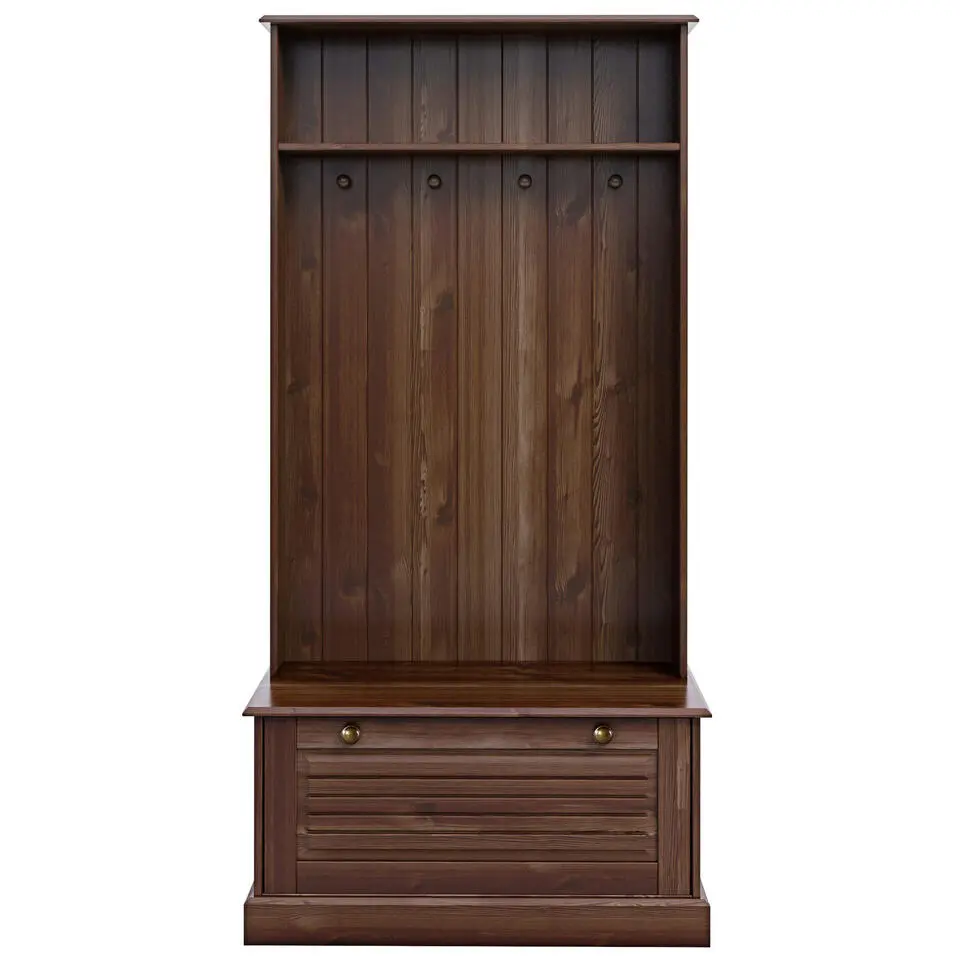 Mille - Garderobe met 1 klepdeur in bruin grenen