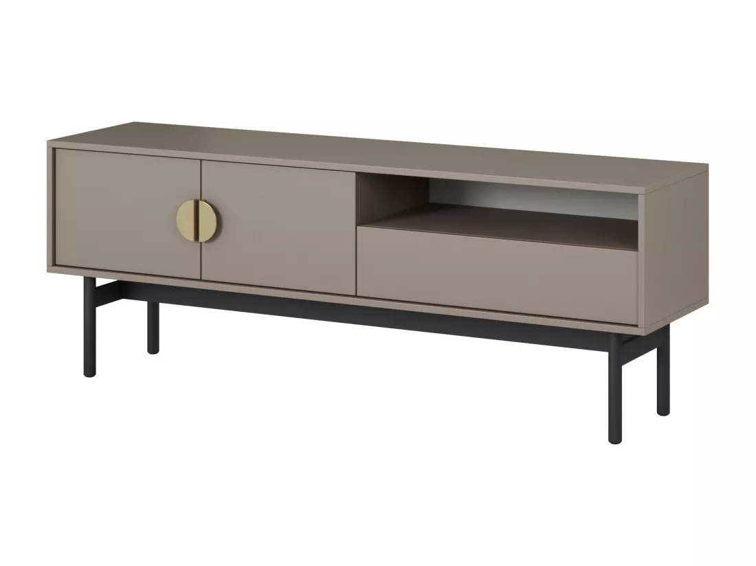 Meuble TV avec tiroir et niche - 154 cm - gris pierre - STOON