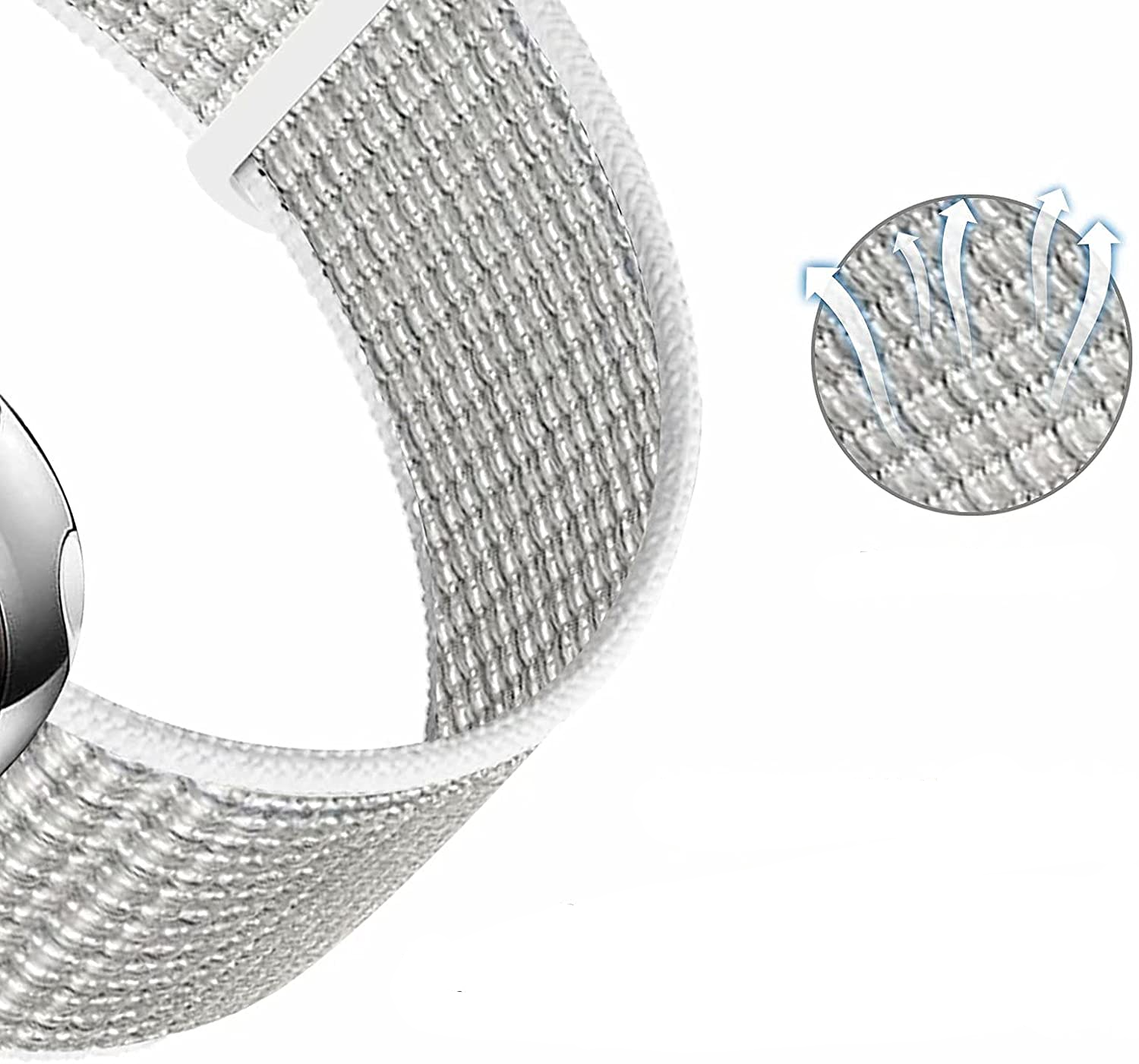 Apple Watch (42/41/40/38 mm) Nylon Ersatz Armband mit Klettverschluss (Gelenkumfang: 170-215mm) - Silber / Weiss