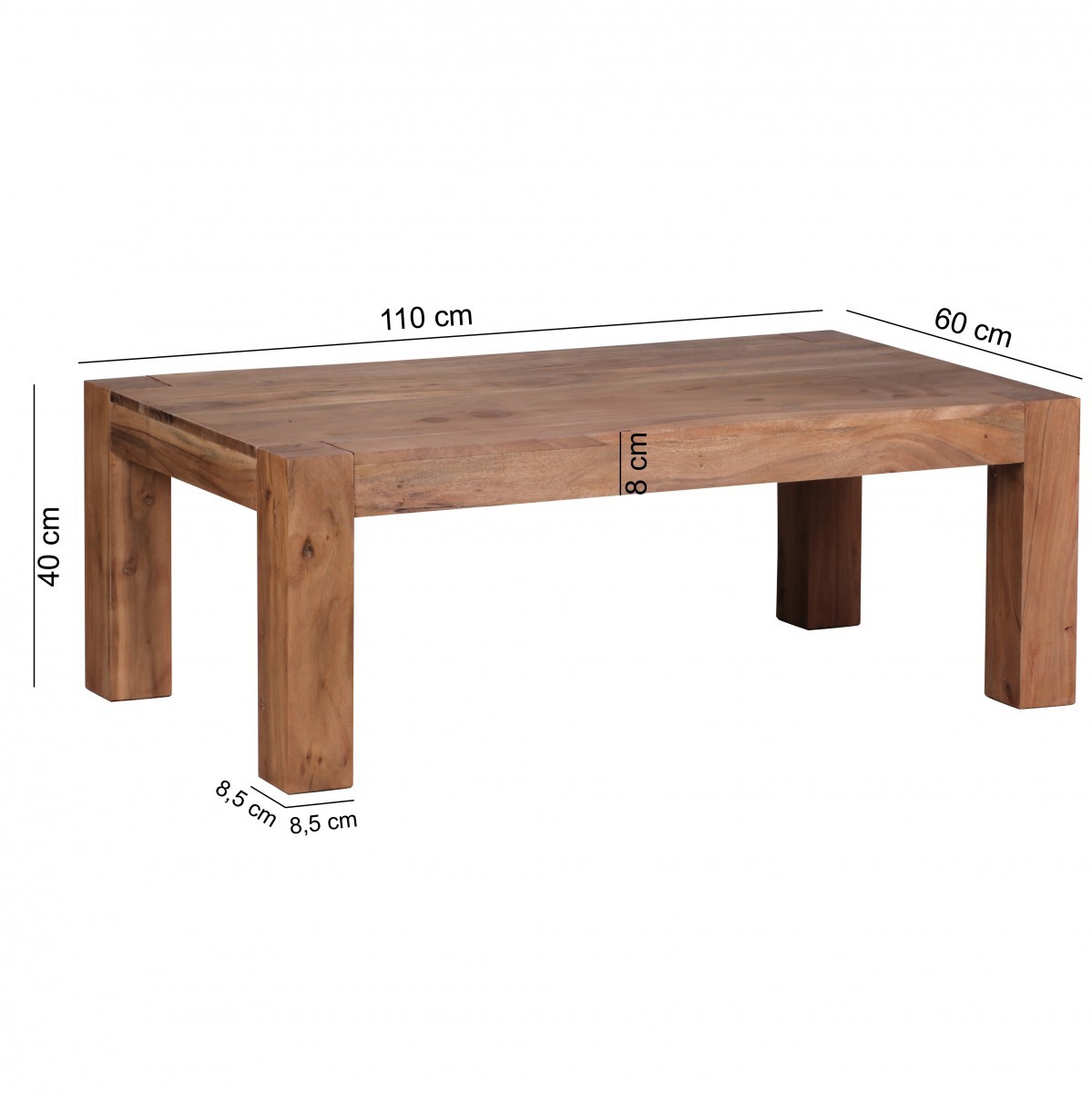 Couchtisch - Akazie massiv lackiert - 110x60 cm