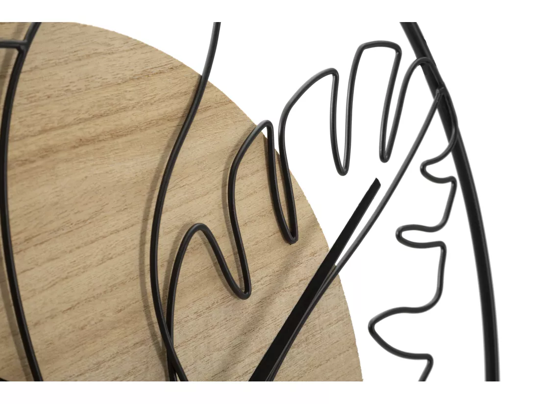 Horloge Murale Elegant -B- Design Artistique en Métal et Bois - Diamètre 60 cm, Épaisseur 2 cm
