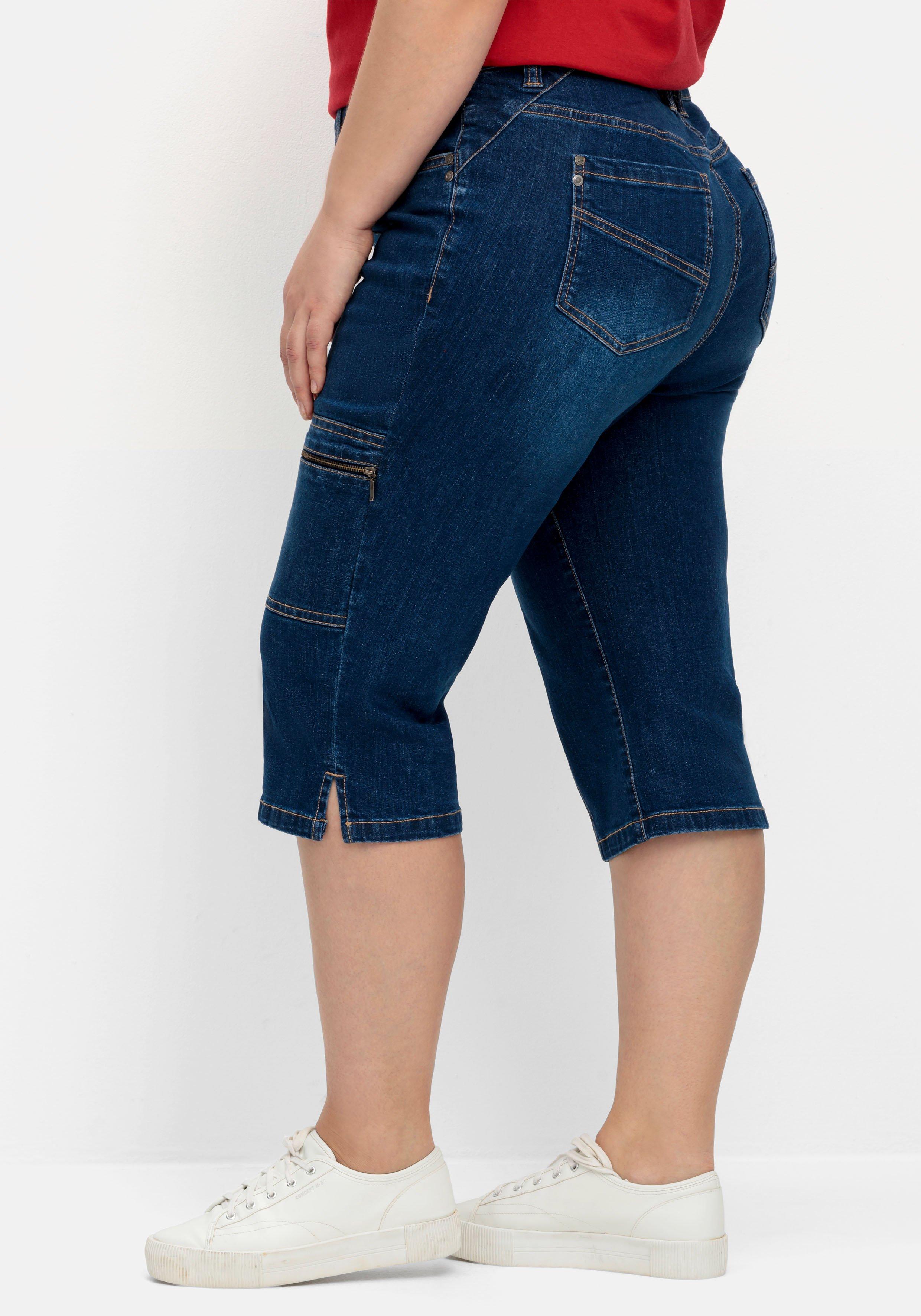 Schmale Caprijeans im Cargo-Stil
