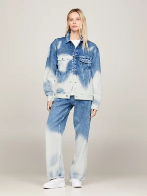 Jaqueta jeans trucker ombré bissexual
