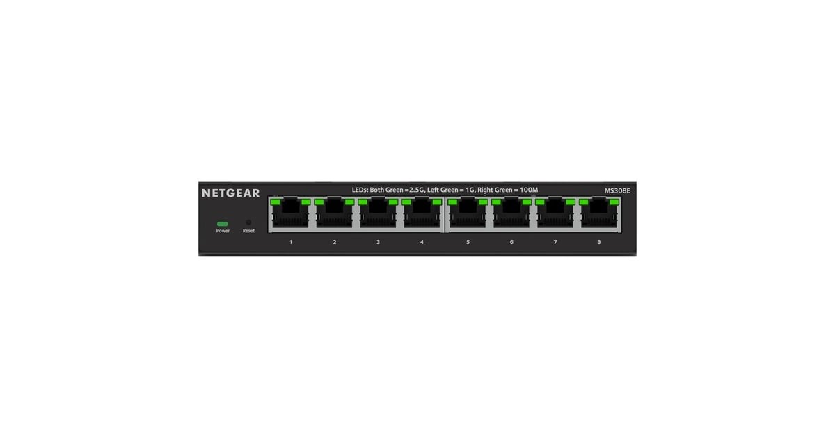 Netgear8-port 2.5G Multi-Gigbit  Ethernet Plus Switch (MS308E)  (Zwart, Unmanaged)