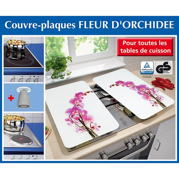 Set 2 couvre-plaques protection motifs Orchidée Wenko by Maximex
