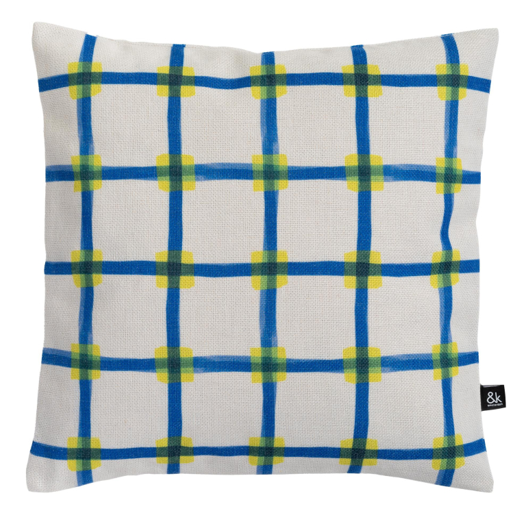 &klevering Clash kussen 40x40 geel/blauw