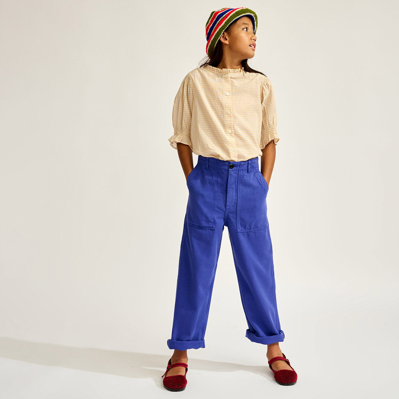 Bellerose Chemise en Voile de Coton Harras à carreaux crème