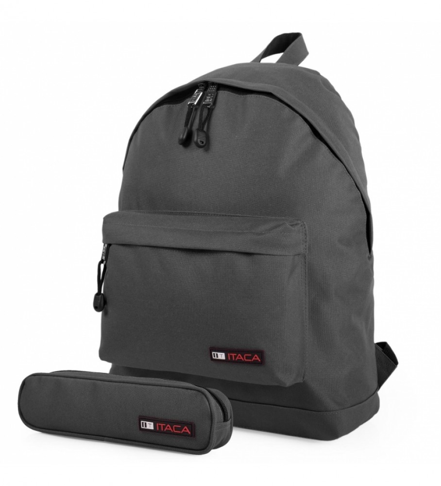 Mochila e estojo ITACA cinza - 31x43x14cm -