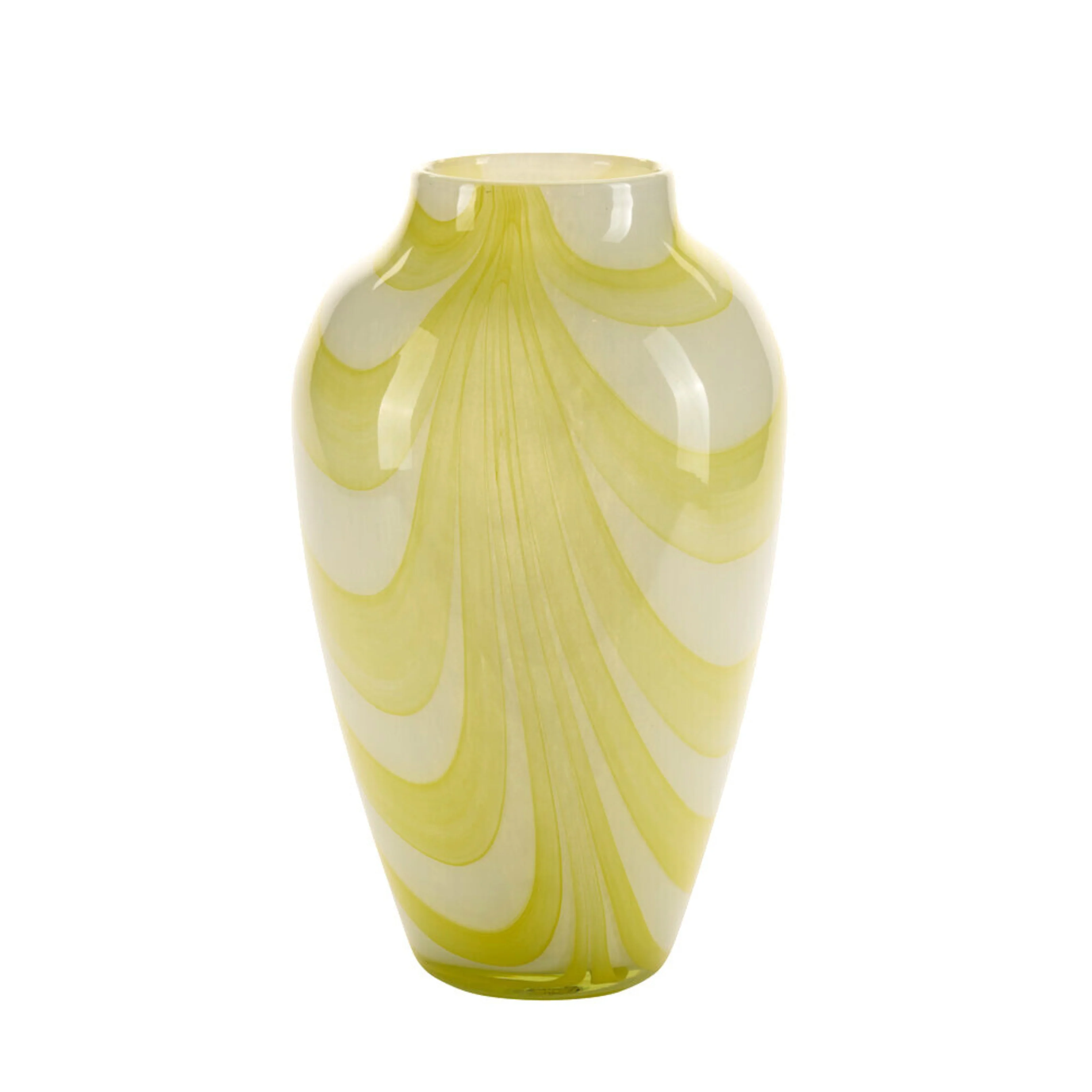 Bahne Interior  Vase med brede swirl striber, gul - H35 cm.