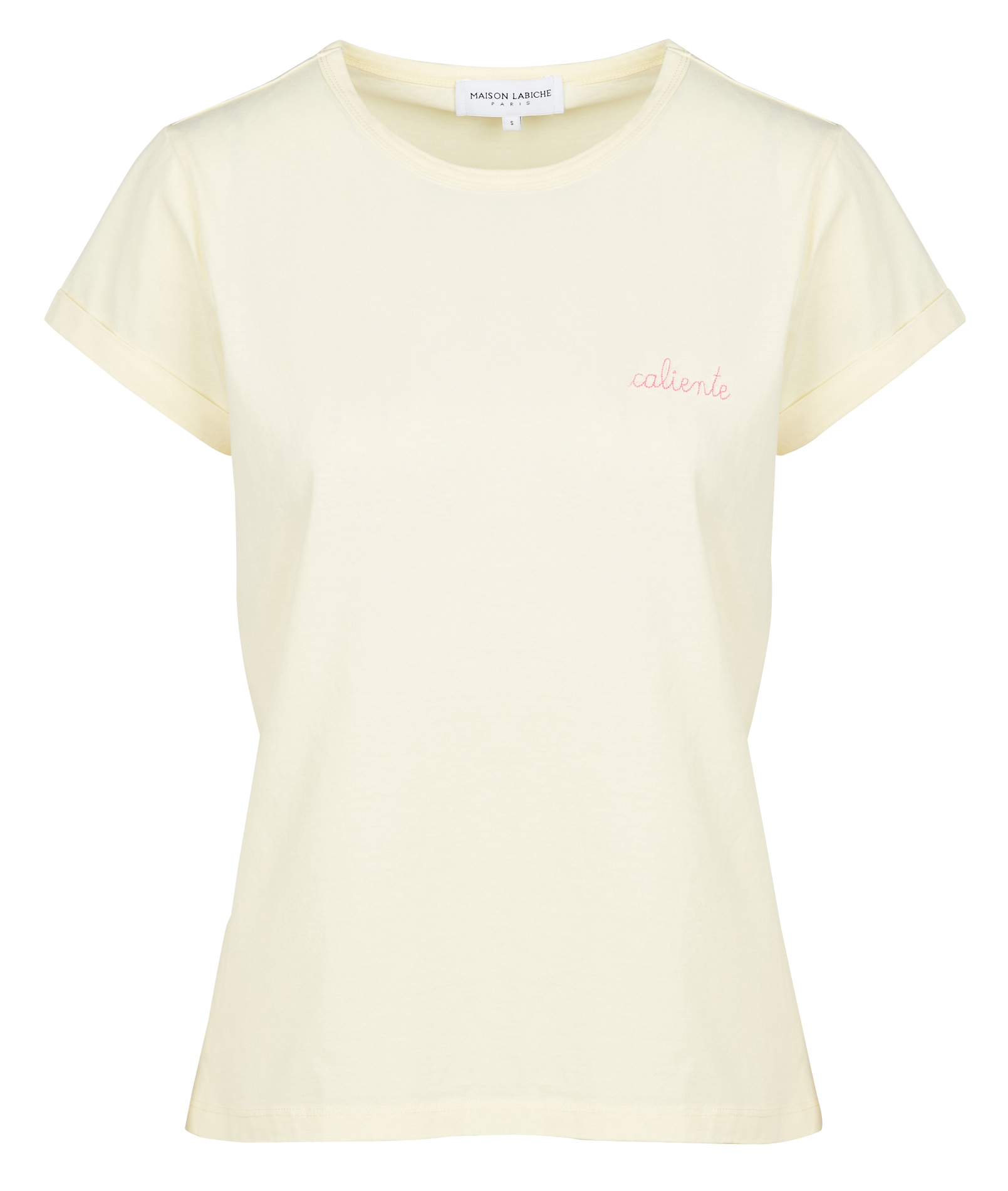 POITOU CALIENTE - Tee-shirt col rond broderie caliente en coton| Jaune