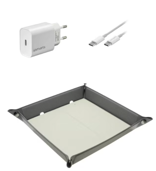 (15W) USB C Qi Wireless Charging Ladestation SmartTray Ladematte (4s541637) - Schwarz