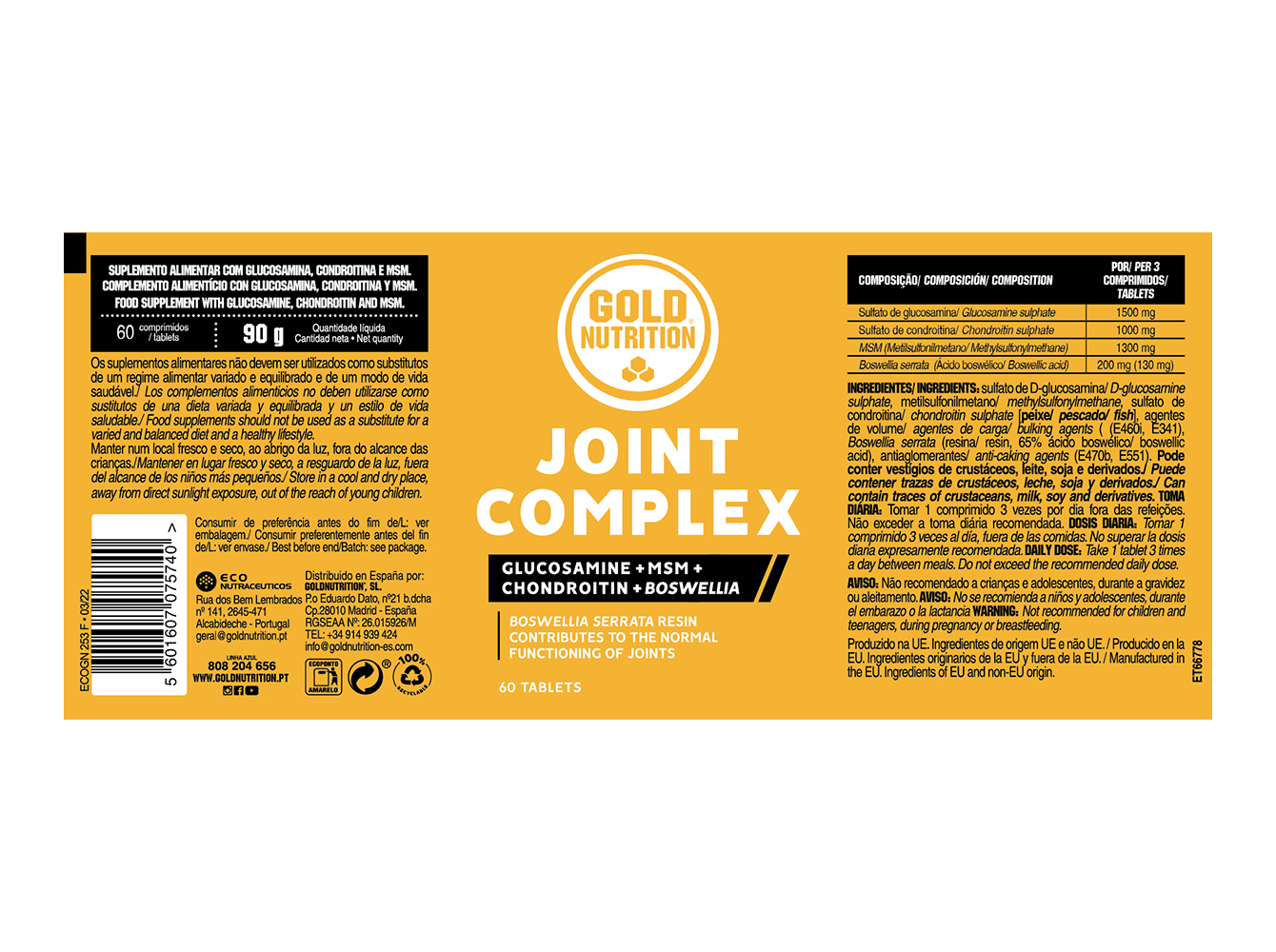 SUPLEMENTO GOLDNUTRITION JOINT COMPLEX 60 CAPS