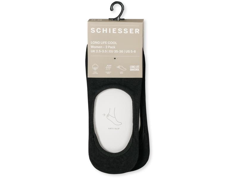SCHIESSER In-Shoe Socken Damen 2-er Pack, Schwarz, 39 - 40 Schwarze Inshoe-Socken für Damen im Doppelpack