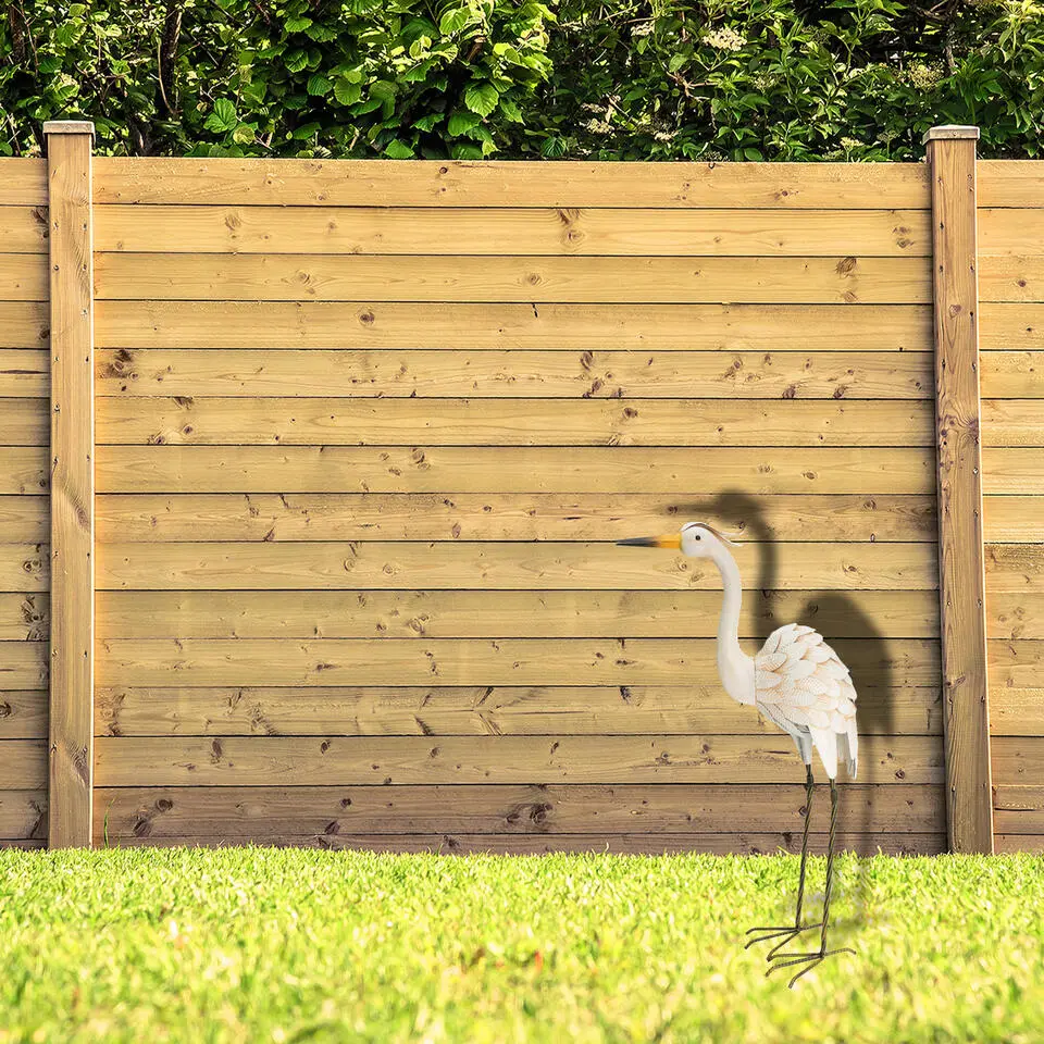 Pro garden vogel beeld - Metaal - Zilverreiger - 19 x 77 cm