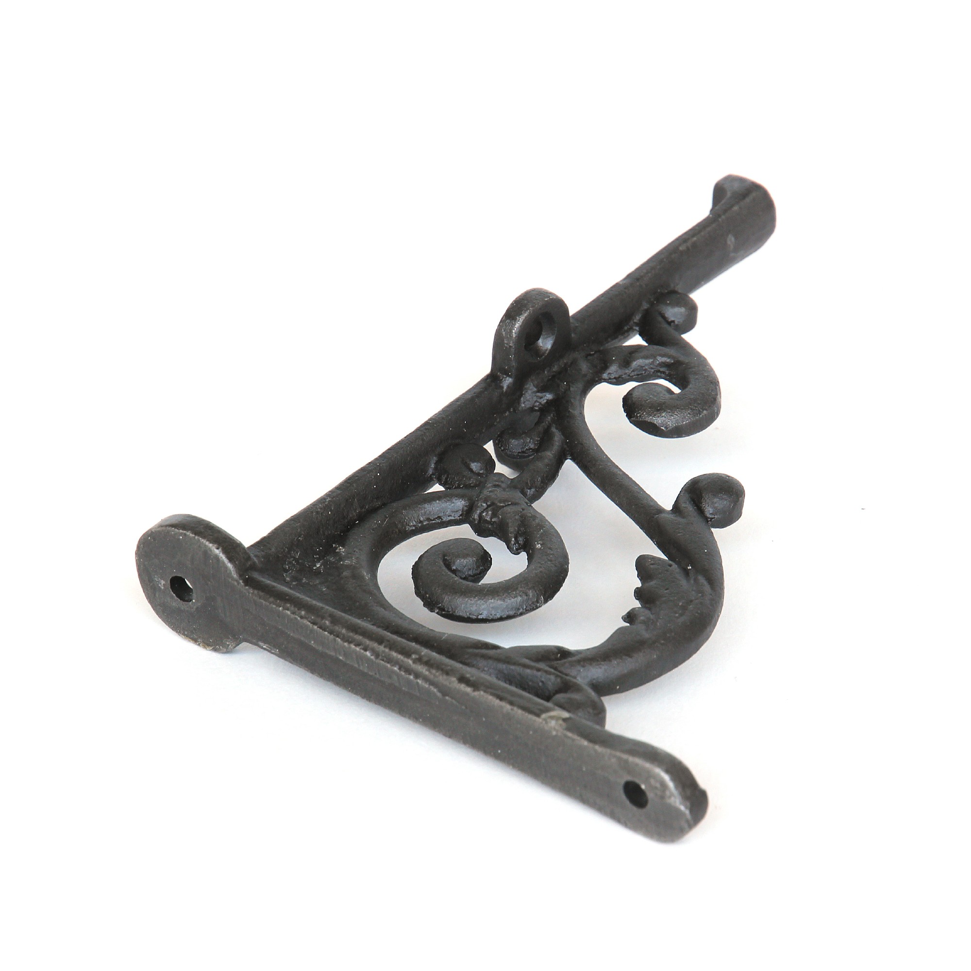 Regalwinkel aus Gusseisen, schwarz, T 13 cm, H 10 cm, B 2 cm von fischer's lagerhaus