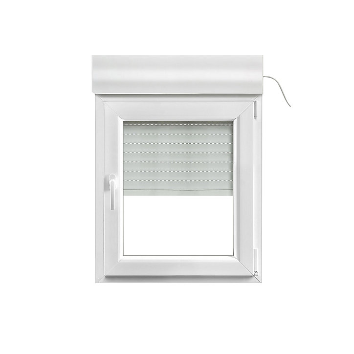 Fenêtre PVC 1 vantail oscillo-battant + volet roulant électrique GoodHome blanc - l.80 x h.95 cm, tirant droit