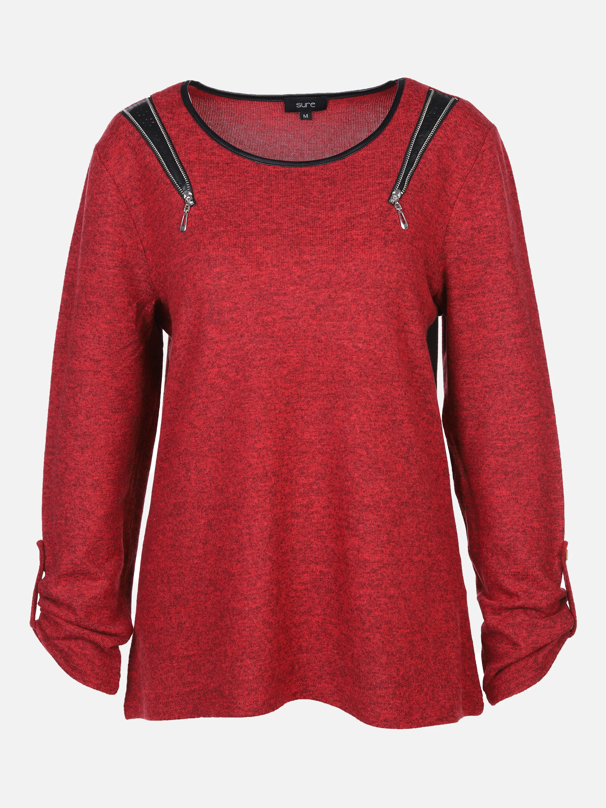 Damen Flauschshirt mit Reißverschluss-Detail