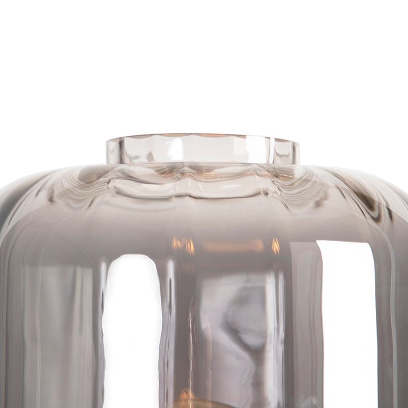 Design vloerlamp zwart met smoke glas - Qara