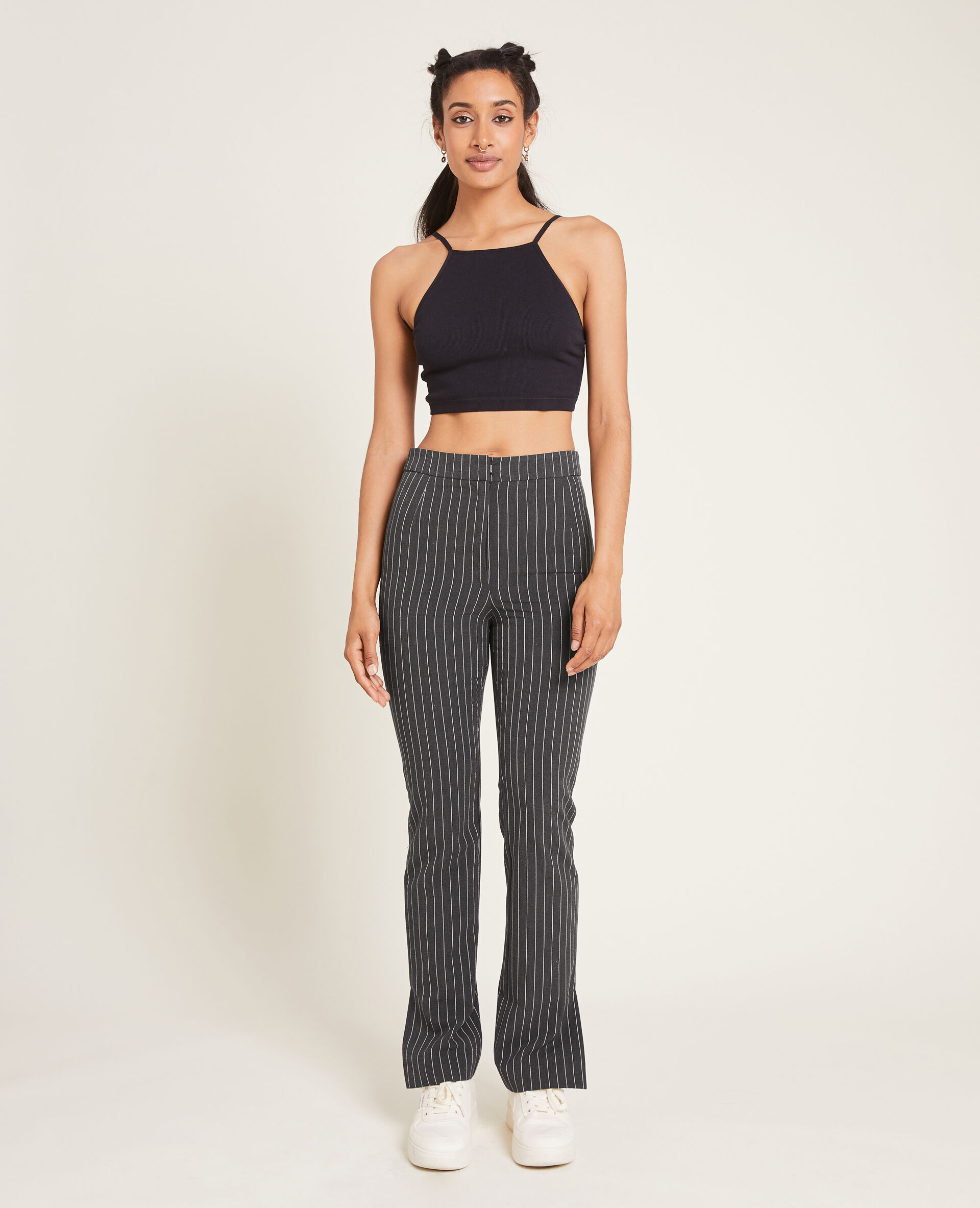 Pantalon slim avec fentes - Gris foncé