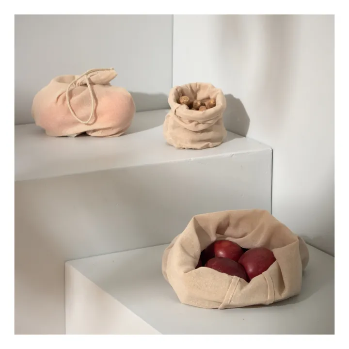 The Organic Company Food bag en coton bio - Set de 3 | Beige