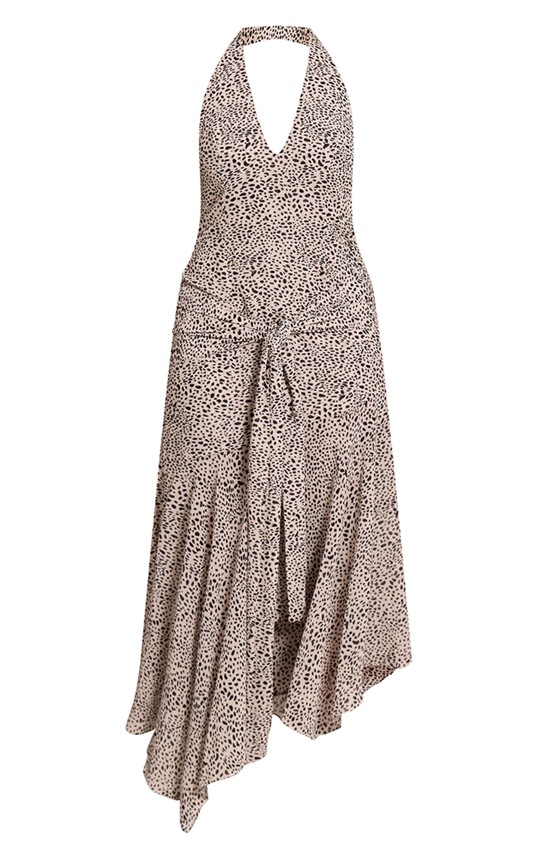 Noir Robe Maxi Shape À Imprimé Dalmatien Col Licou Et Taille Portefeuille