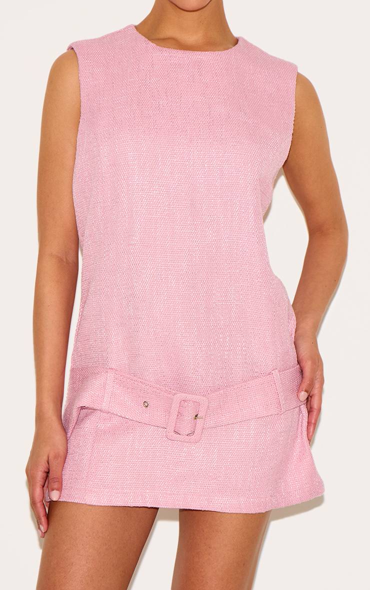 Pale Rose Robe Droite Ceinturée En Tweed Petite Taille