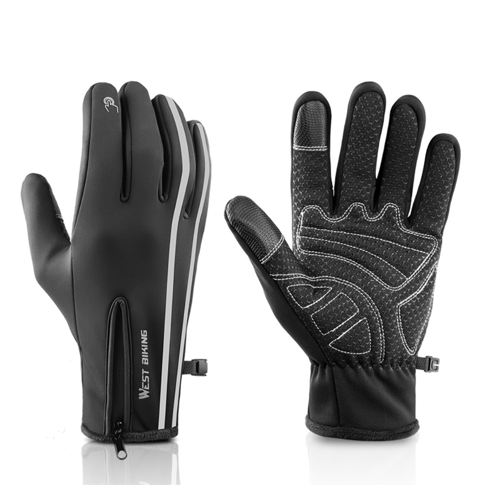 (1 Paar) Gr. L Wetterfeste Outdoor Thermal Touch Handschuhe - Schwarz